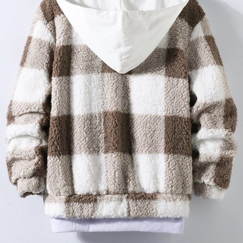 Brown And White Mens Teddy Jacket - Picture 4 of 7